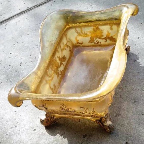 Vintage Baroque Translucent Lucite Acrylic Resin Scroll Footed Serving Dish - Picture 8 of 13